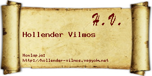 Hollender Vilmos névjegykártya